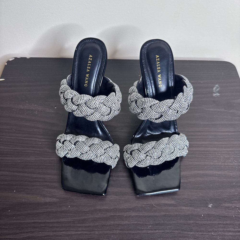 Black and Silver Rhinestone Women's Heels